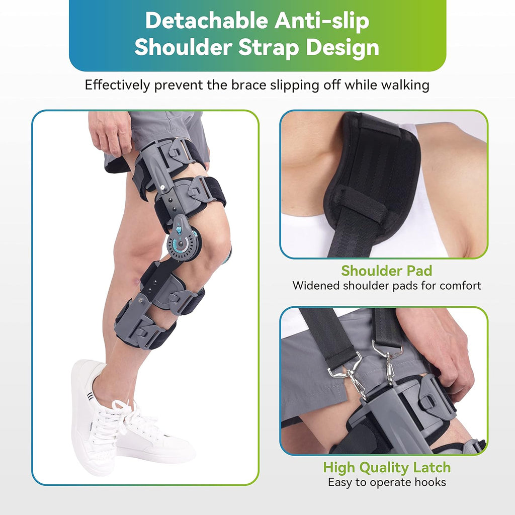 Hinged Knee Brace ROM Post OP Knee Immobilizer Leg Braces Orthopedic Patella Knee Brace Komzer
